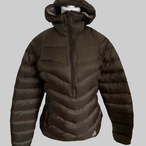 Eddie Bauer First Ascent Womens Brown EB800 Down 1/2 Zip Pullover Jacket-Sz-M